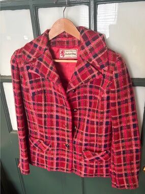 Vintage Red Plaid Kinloch Anderson Wool Blazer
